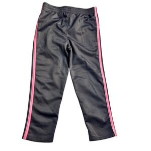 Adidas Girls Track Pants Gray Pink Stripes Regular Fit Toddler Size 4T Joggers